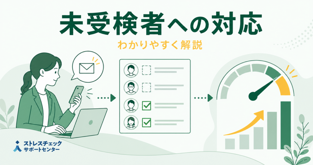 ストレスチェックの未受検者へ受検を促し受検率を高める対応の流れを示すイメージ