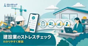 建設業の分散した現場でもストレスチェックを義務どおり実施し高ストレス者を見逃さない進め方を示すイメージ