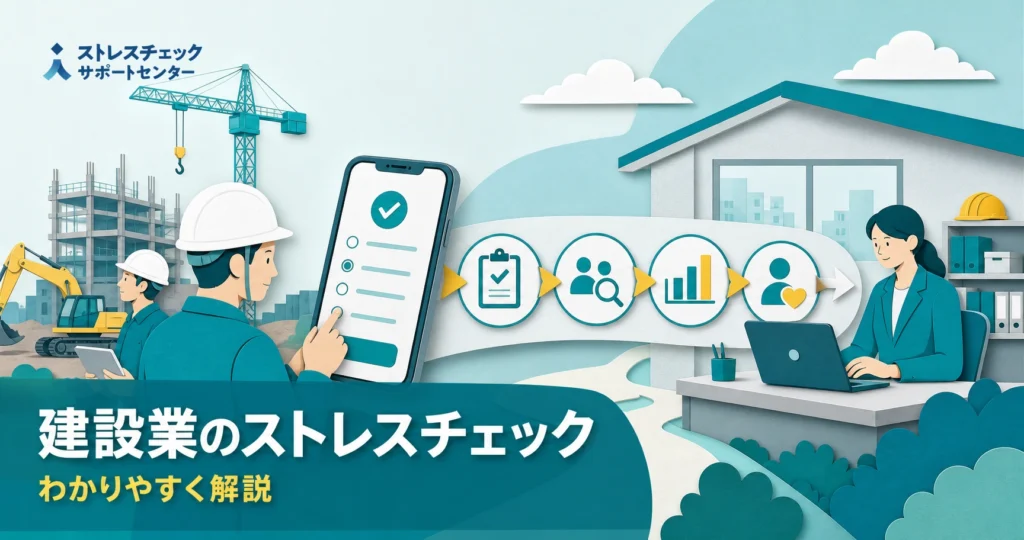 建設業の分散した現場でもストレスチェックを義務どおり実施し高ストレス者を見逃さない進め方を示すイメージ