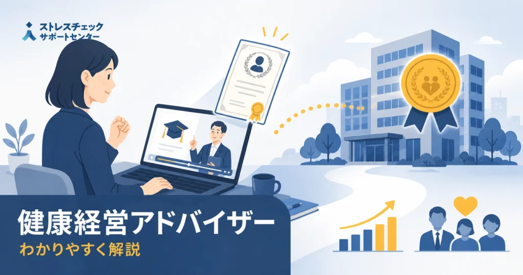 健康経営アドバイザー資格の取得方法と中小企業での実務への活かし方を示すイメージ