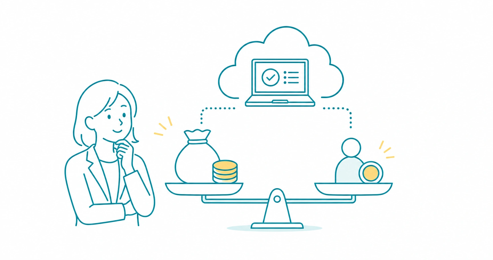 ストレスチェッククラウドの料金を初期費用と受検単価で比較する考え方を示すイメージ