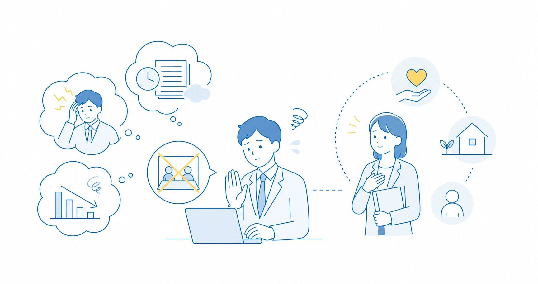 stress-check-high-stress-interview-refusal-fig-1 - ストレスチェックサポートセンター 高ストレス者が面談を拒否する理由と会社が配慮すべき点を示すイメージ