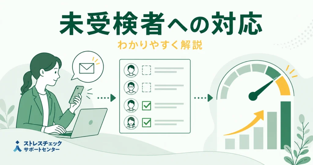 ストレスチェックの未受検者へ受検を促し受検率を高める対応の流れを示すイメージ
